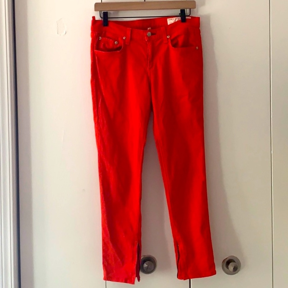 Bright Red Rag & Bone Zipper Capris